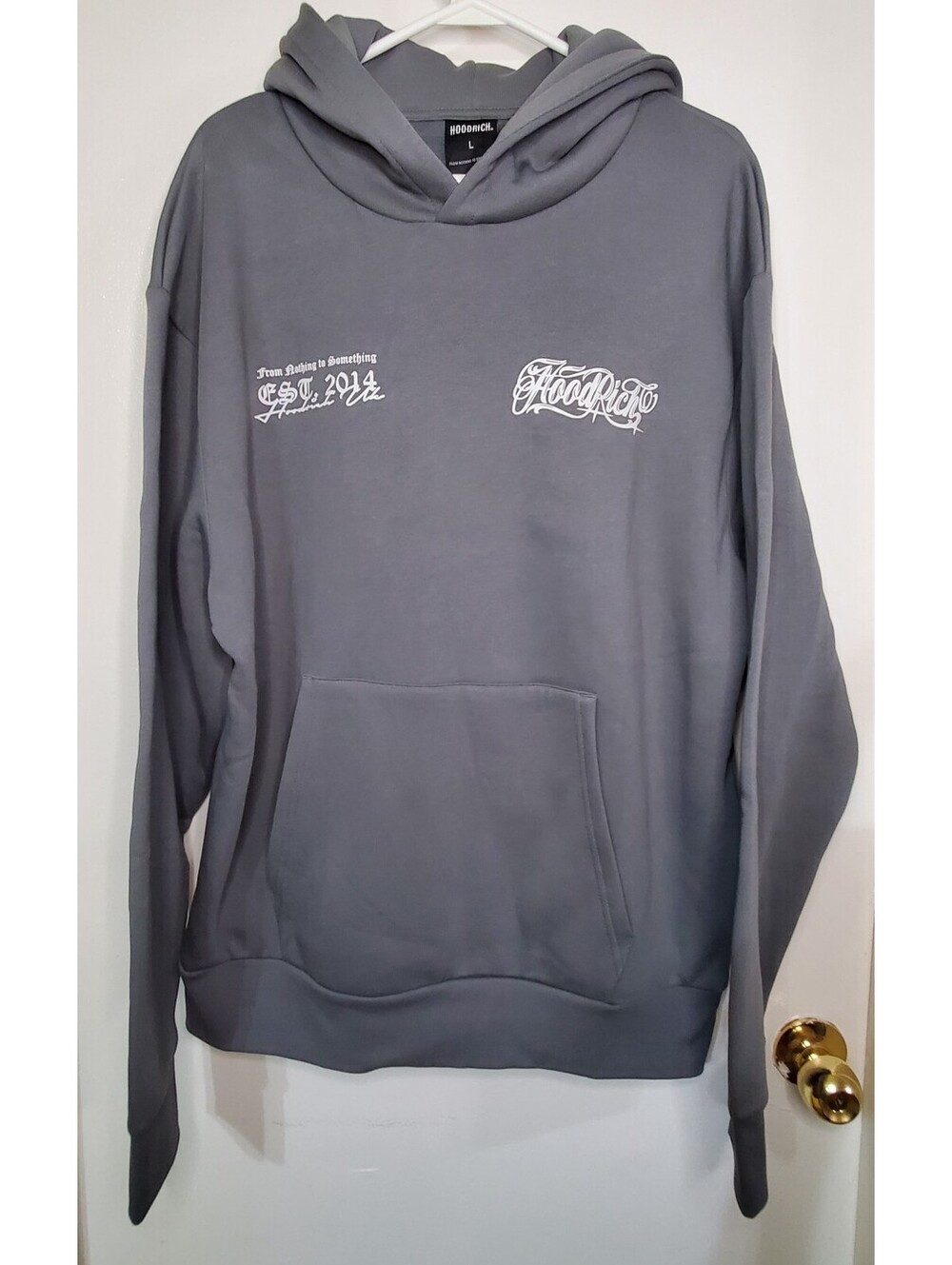 Hoodrich Legacy Pullover Hoodie Gray Large NWT Streetwear Graphic
